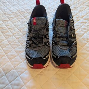 Salomon Gray and Red Athletic Shoes